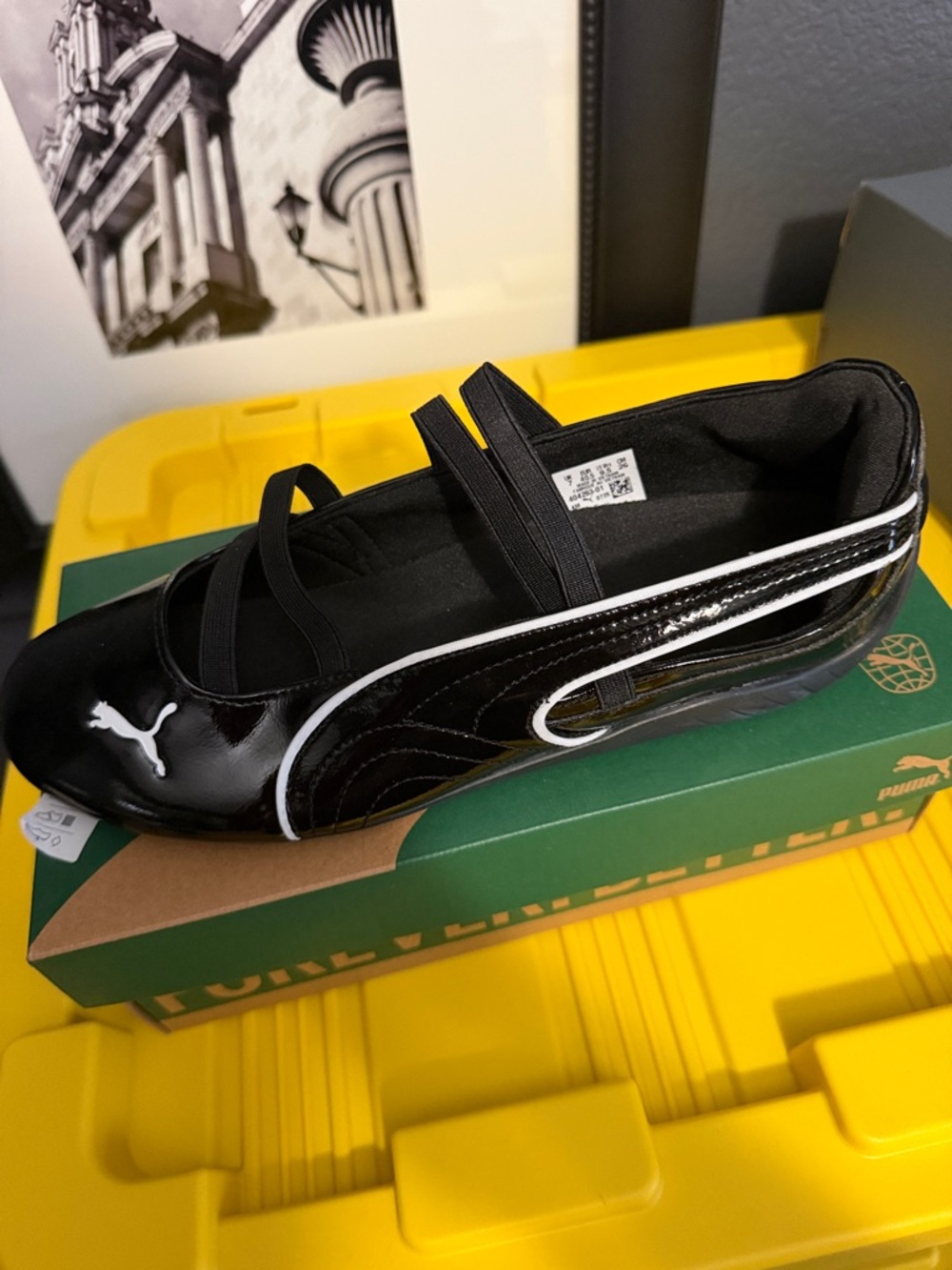 Puma Girls Black Patent Mary Jane with White Trim